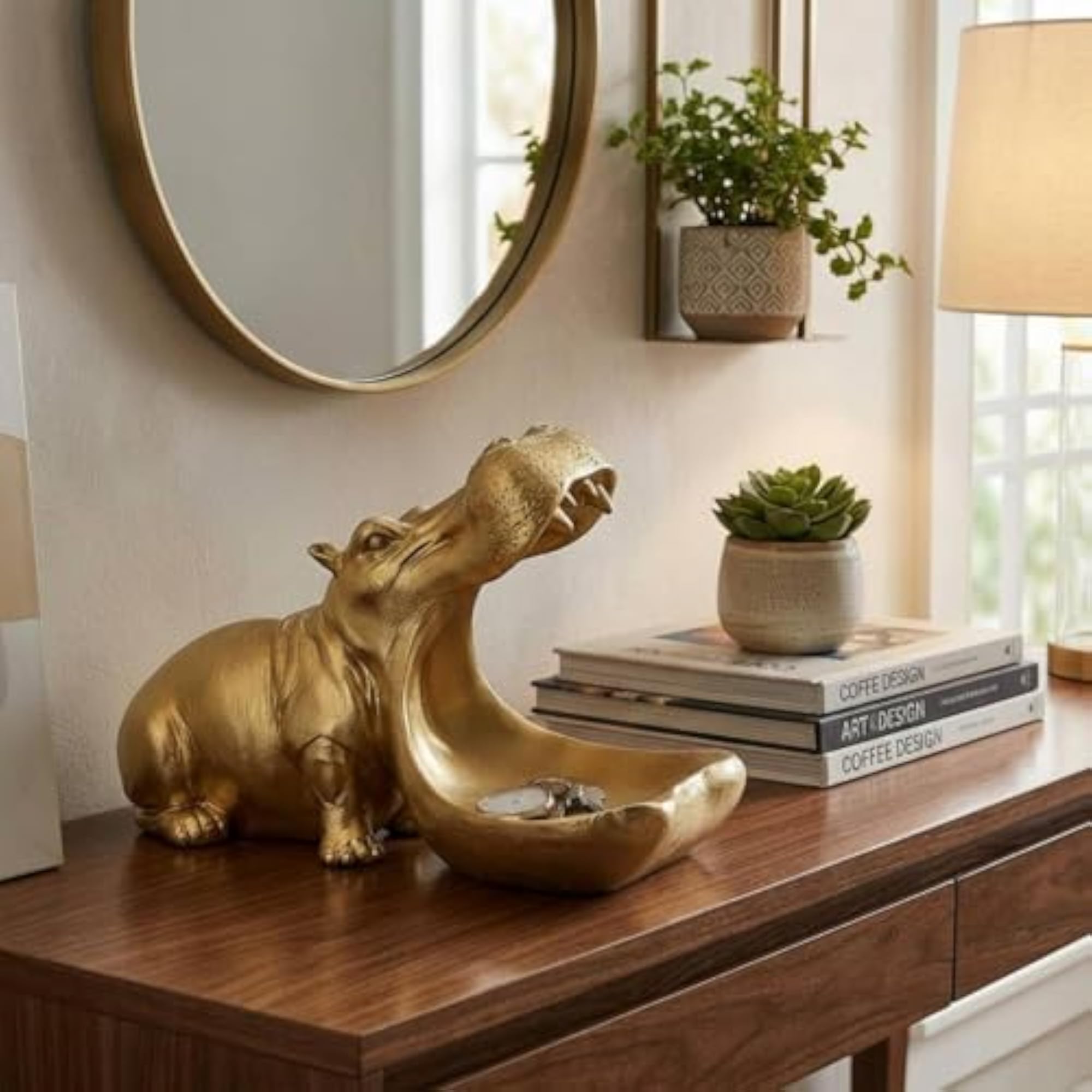 Sculpted Hippo Tray, Textured Creature Bowl Design