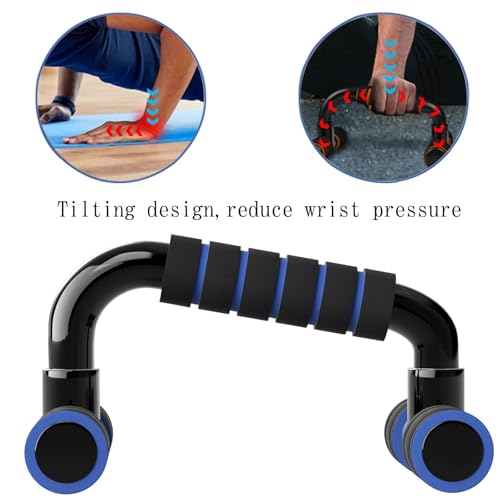 Push Up Bars Gym Exercise Equipment Fitness 1 Pair Pushup Handles with Cushioned Foam Grip and Non-Slip Sturdy Structure Push Up Bars for Men & Women Blue - Image 4