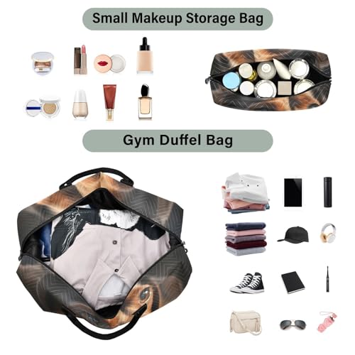 Large Travel Duffel Bag, Dachshund Puppy Sports Tote Gym Bag, Shoulder Weekender Overnight Bag for Women Men, Carry On Luggage with Toiletry Bags4