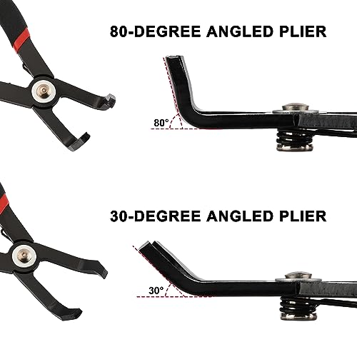 Image of Mayouko 3PCS Body Clip Removal Pliers Set, Including 30 Degree and 80 Degree Push Pin Pliers, 1PC Upholstery Trim Clip Removal Plier Panel Clip Pliers, Removal Tool Pliers for Car Door Panel for Honda