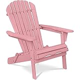 Rose pâle Iconik Interior Chaise d\'extérieur en Bois avec accoudoirs - Chaise de Jardin Adirondack - Adirondack Rose pâle