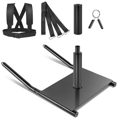PLAYAPUT Weight Sled, Workout Sled, Adjustable Shoulder Straps Weight Sleds for Training,Sled Push Gym Equipment for Strength, Power, Speed Training Suitable for 1" & 2" Weight Plate
