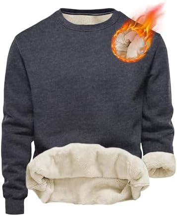 Tincini Herren Sweatshirt Winter Dickes Fleece Pullover Casual Rundhals Gefüttert Sweater Warm Langarm Pulli Winterpullover