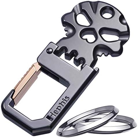 Hephis Solid Keychain with Handy Bottle Opener,Heavy Duty Key Management,Durable Car Key Chains for Men and Women(Matte Black and Gold)