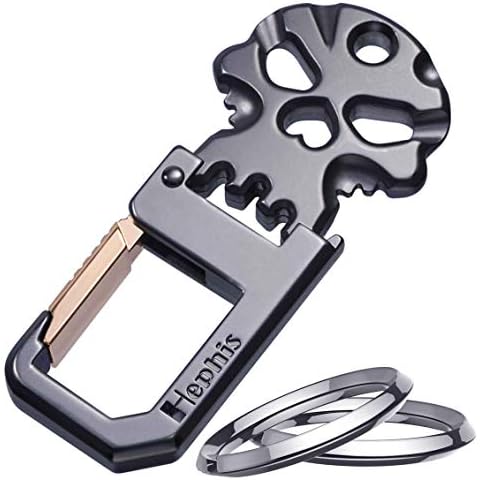 Hephis Solid Keychain with Handy Bottle Opener,Heavy Duty Key Management,Durable Car Key Chains for Men and Women(Matte Black and Gold) Cover
