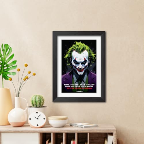 Image of TenorArts Joker Poster with Quotes Comics Photo Frame Painting With Black Wooden Textures (12inches x 9inches)