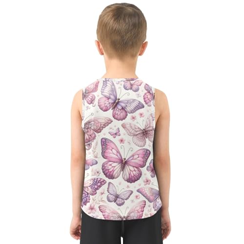 susiyo Butterfly Pink Pattern Boys Sleeveless Tank Top Girls Athletic T Shirt3