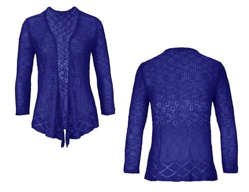 Image of Nulibenna Womens Sheer Shrug Sweaters 3 /4 Sleeve Open Front Tie Cardigan Bolero Jacket Lightweight Crochet Knit Cover Up Tops