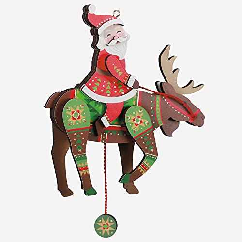 Hallmark-Keepsake-Christmas-Ornament-2021-Pull-String-Moose-with-Santa-Wood Hallmark Keepsake Christmas Ornament 2021 Pull String Moose with Santa Wood