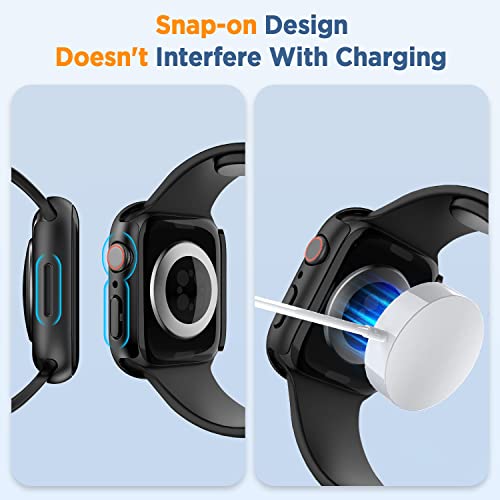 2-Pack 3D Curved Case For Apple Watch Series 7, Tempered Glass Screen Protector 41Mm Iwatch Full Face Cover Smartwatch Accessories (Black+White) #TOP3