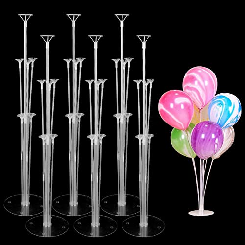 Richaa 6pcs Balloon Stand Kit pour Le Sol 28 Pouces Hauteur Clair Fixation Ballon Porte Ballon pour Mariage Anniversaire Halloween De noël célébration