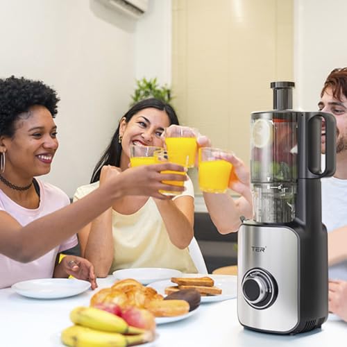 Juicer Machines, Cold Press Juicer with 4.8\" Wide Chute, Slow Masticating for Whole Vegetables & Fruits, Black - Thumbnail 5