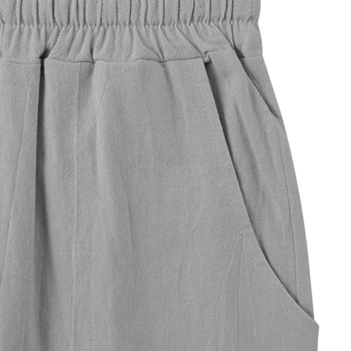 Linen Pants for Men Drawstring Elastic Waist Straight Leg Trouser Lightweight Breathable Sweatpant with Pockets2