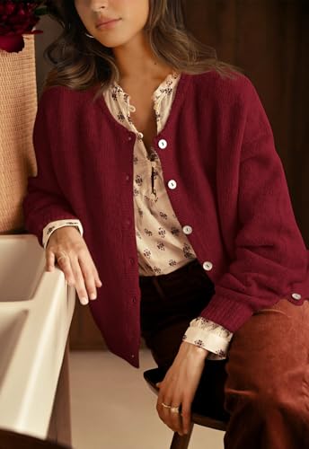 Image of PRETTYGARDEN Long Sleeve Crewneck Button Down Womens Sweaters Fall Open Front Chunky Cardigan Sweaters for Women 2026