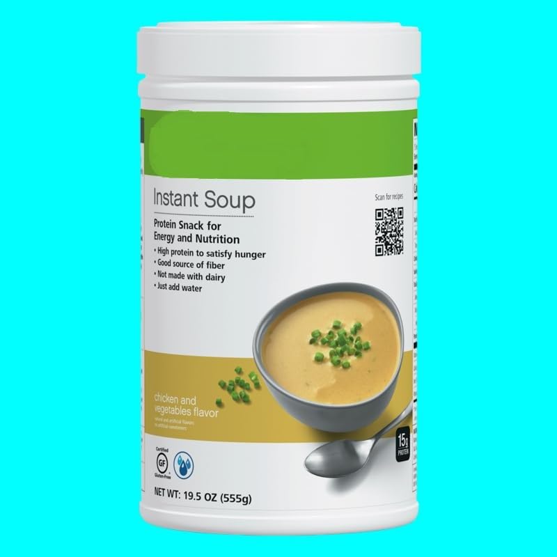 Generic Herbal Life Nutrition Instant Chicken Soup, Chicken & Vegetable Flavor, 16 oz, 15g Protein, 3g Fiber, 130 Calories