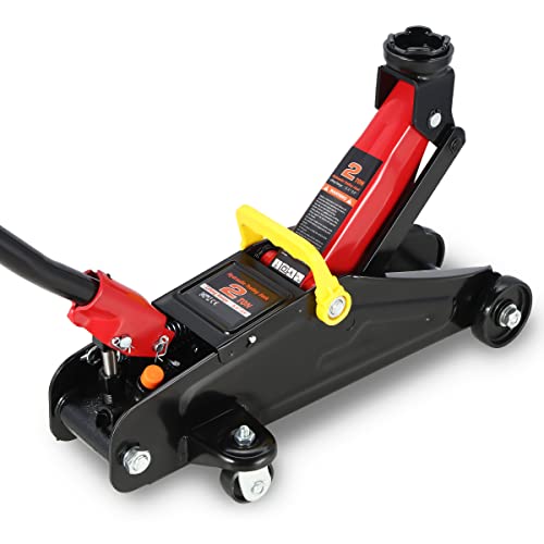 Universal Low Profile Garage Hydraulic Trolley Service Lift Floor Jack, 2 Ton (4000 Lbs) Capacity, Lifting Range 5.1" (Min) To 13" (Max), Alloy Steel #TOP29