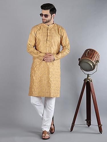 Image of Uri and MacKenzie Embroidery Silk Men's Kurta Pyjama Set
