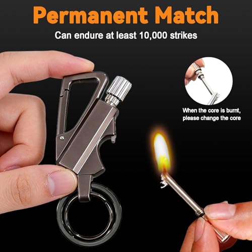 2 Pack Permanent Match Infinity Lighter with Multitool Keychain Bottle Opener, Reusable Waterproof Match Strike Anywhere for Outdoor Survival, for Men Women
