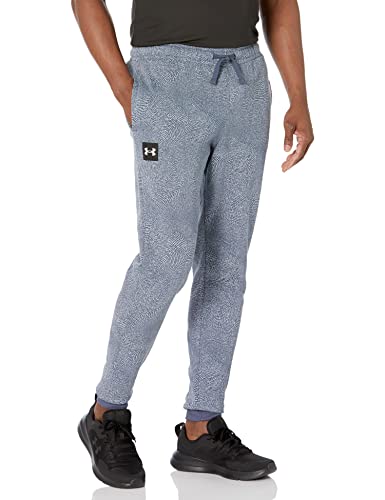 Under Armour Rival Terry Printed Joggers Pantaloni, (465) Blu Porto / / Onice Bianco, M Uomo