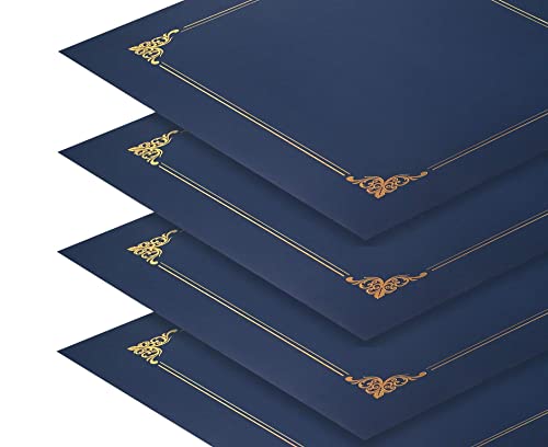 25 Pack Navy Blue Certificate Holders, Diploma Holders, Document Covers With Gold Foil Border, By Better Office Products, For Letter Size Paper, 25 Count, Blue #TOP4