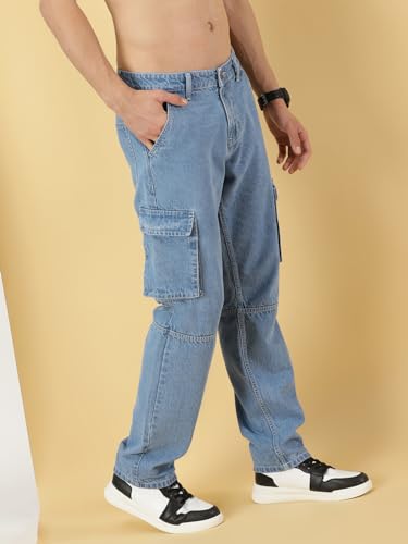 Image of Thomas Scott Men Mid Rise Relaxed Fit Cargo Jeans