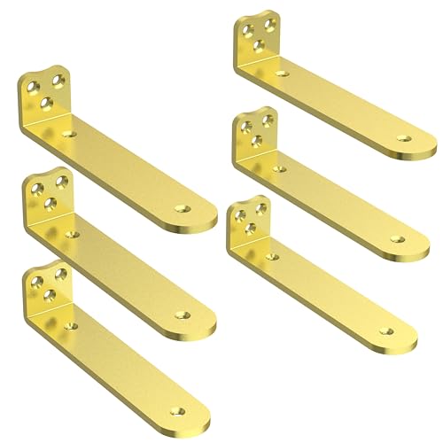 Image of Eurydice Heavy Duty Floating Shelf Brackets, 1 /4 in Thick 8 in 6Pack Gold