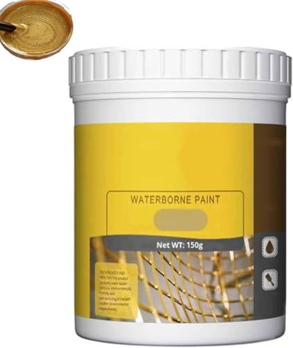 Hikaka 150g Weather Resistant Water-based Gold Paint, Water Based Gold Leaf Paint, Exterior Decoration Paint, Decorative Special Metallic Paint For Art Embellishment, Painting, Handcrafts (Dark Gold)