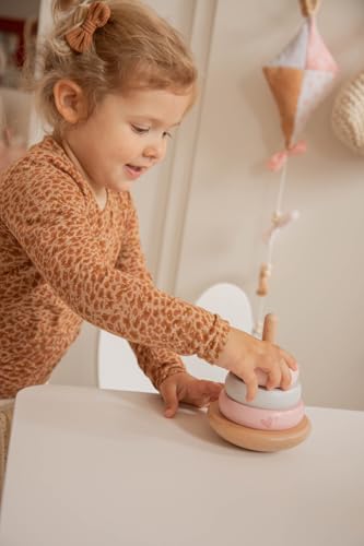 Elefantasie Holz Stapelturm rosa personalisierbar mit Name und Geburtsdaten Baby Geschenk mit Gravur Geschenk zur Geburt oder Taufe