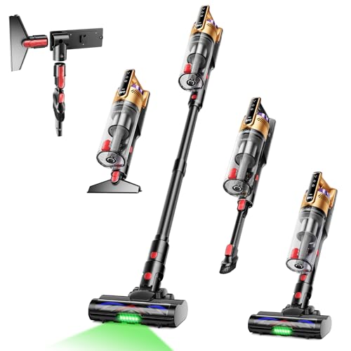 Trucozie Cordless Vacuum Cleaner, Self-Standing Lightweight Stick Vacuum with 50 mins Runtime, Powerful Suction, Anti-Tangle Wireless Vacuum for Home, Hardwood Floor, Carpet, Pet Hair, Black