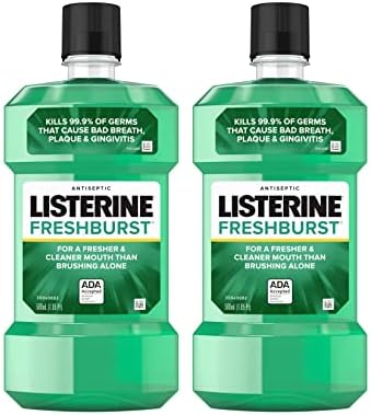 Listerine Freshburst Antiseptic Mouthwash with Germ-Killing Oral Care Formula to Fight Bad Breath, Plaque and Gingivitis, 500 mL, Pack of 2