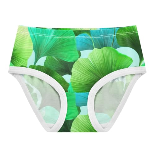 Cotton Toddler Girls Underwear Vibrant Ginkgo Leaves Green Teal Cute Panties Girl Animals Briefs Girls Undies 2t