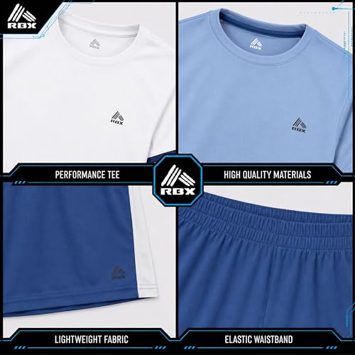 Image of RBX Boys Short Sets - 3 Piece Active Performance Short Sleeve Athletic Shirts and Gym Shorts With Elastic Waistband (4-12)
