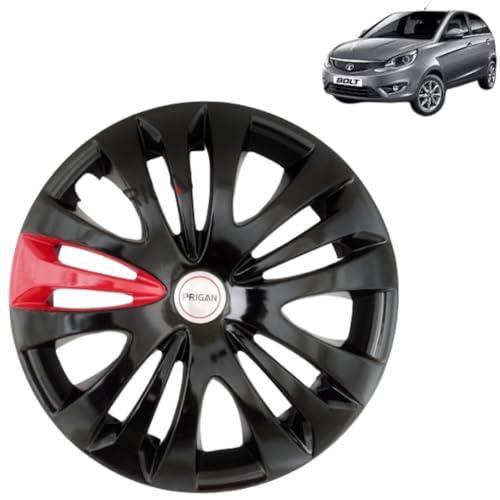 Image of PRIGAN Bolt (XT Only) Black Red 15 Inch Wheel Cover for Tata Bolt XT (Set of 4 Pcs) (Press Fitting) Model- Ertiga T1 BRed 15