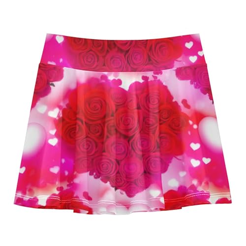 Athletic Shorts Girls Skorts Kids Tennis Skirts Uniform Butterfly Heart Shaped Red Roses 3t