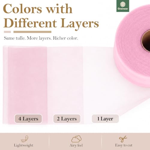 Image of Pink Tulle Fabric Roll 6 Inch x 100 Yards Tulle Ribbon