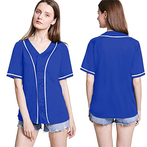 Yuji Itadori Baseball Jersey Button Adult Short Sleeve T-Shirt Hip Hop Street Fashion Black White Summer Team Sweatshirt (Women Blue,Xl) #TOP5