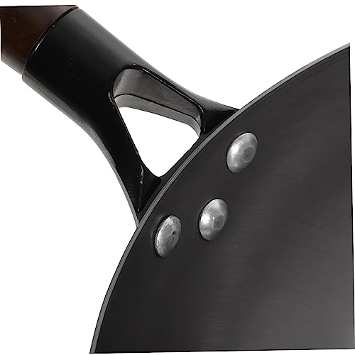 Wok de hierro con mango de madera para cocinar miniatura 6