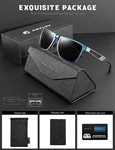 Image of ANYLUV Polarized Sunglasses for Men Rectangular Classic Al-Mg Metal Frame Sun Glasses Mens Sunglasses with UV Protection
