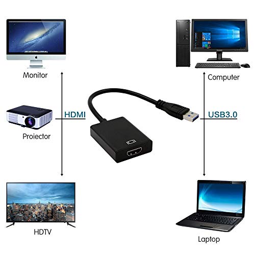 Image of MICROWARE USB 3.0 to HDMI, HD 1080P Video Converter USB to HDMI Adapter with Audio Output Multiple Monitors Compatible with Laptop HDTV TV PC with Windows XP /7 /8 /8.1 /10[Not Support MAC