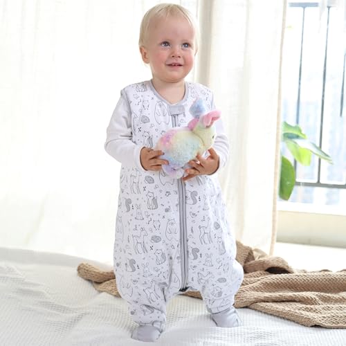 Image of Mama Cheetah Toddler Sleep Sack with Feet, 2.5 TOG Organic Cotton Baby Sleeping Bag with Legs, Winter Baby Wearable Blankets for Early Walker 6-18 Month