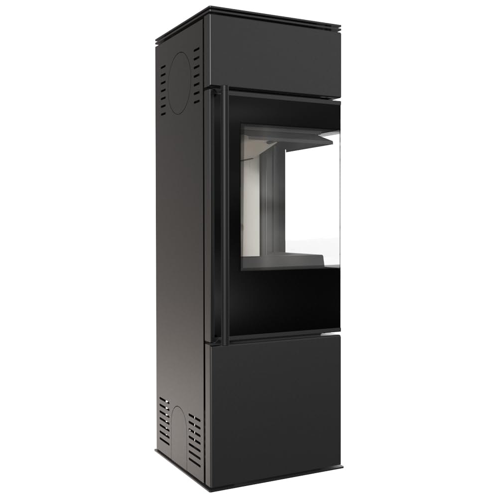 KRATKI Stufa a legna in acciaio REN 7,3 kW Ø150 destro A ECODESIGN 2 15a B | Acciaio nero, efficienza 80,2%, classe A. Ecodesign, BImSchV 2, Flamme Verte 7, Kratki PRO; per recupero calore.; S destra