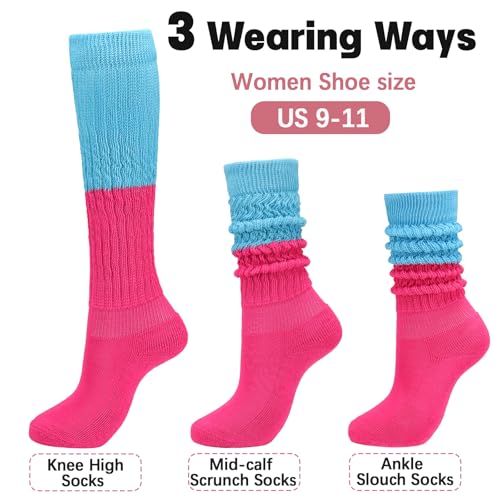 Image of Forwe 3 Pairs Slouch Socks for Women Size 9-11 Soft Extra Long Scrunch Knee High Boot Socks