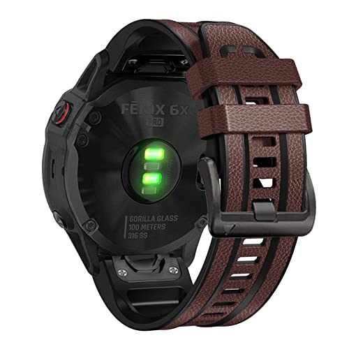 Abanen �N�C�b�N�t�B�b�g 26mm ���U�[�r���v�o���h Garmin Fenix 7X Solar Fenix 6X Pro Fenix 5X�p �t�@�C�o�[�p�^�[��&�{�v �V���R�����n �\�t�g�h�����X�g�X�g���b�v Enduro�ATactix Delt