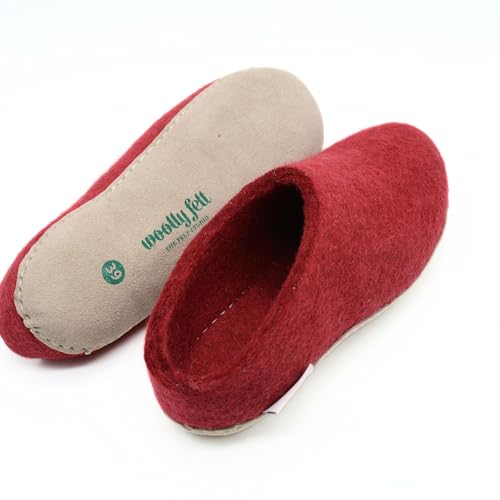 Handmade Maroon Slippers, Indoor Slippers, Wool Slip Ons, Slipper For Women And Men, Adult Unisex Slide2