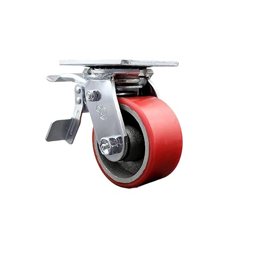 Vista 42 de Rueda rígida de poliuretano sobre hierro fundido con rueda roja de 4 pulgadas, capacidad de 700 libras, marca Service Caster