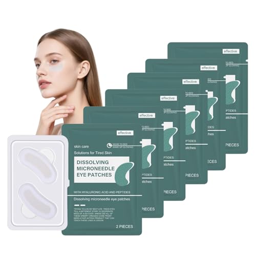 Microneedle Eye Patches - Anti Wrinkle Patches - Micro Needle Patches with Peptides Hyaluronic Acid - Hydrating and moisturizing eye mask (6PCS Dissolving Microneedle Eye Patches)