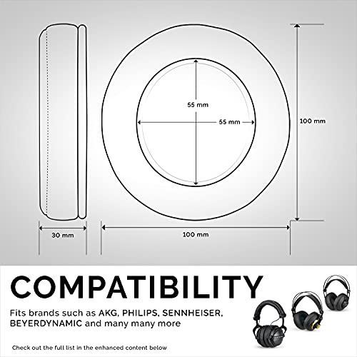 Image of Brainwavz Round Replacement Memory Foam Earpads - Suitable for Many Other Large Over The Ear Headphones - Sennheiser, AKG, HifiMan, ATH, Philips, Fostex, Sony (Black)