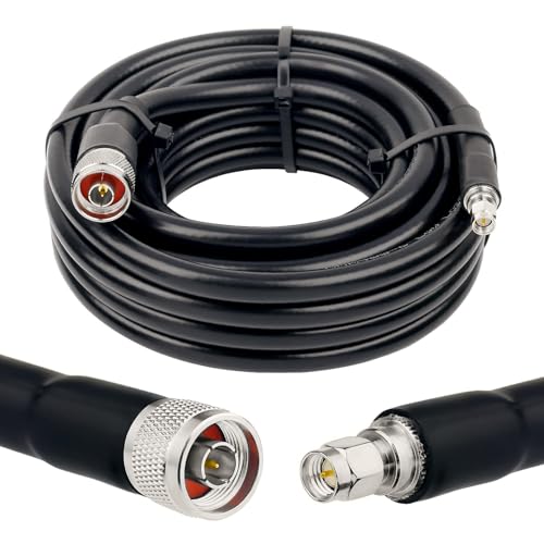 Image of HLF400 Coaxial Cable Assembly with SMA Male to N Male Connector | Low Loss 50 Ohm RF Cable (25 Meter)