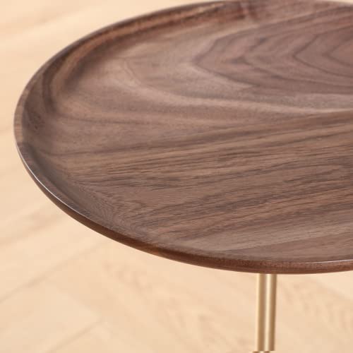 COZYMATIC Castiglia Round Side Table, Accent Pedestal Coffee Table with Wood Table Top, Drink Table, Sofa Table for Living Room, Bedroom, Small Space (Walnut)