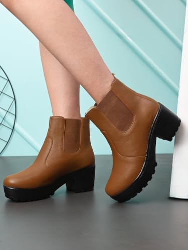 Image of XE Looks Attractive,Comfortable & Stylish Casual High Block Heel Boot For Women Ankle Length Design